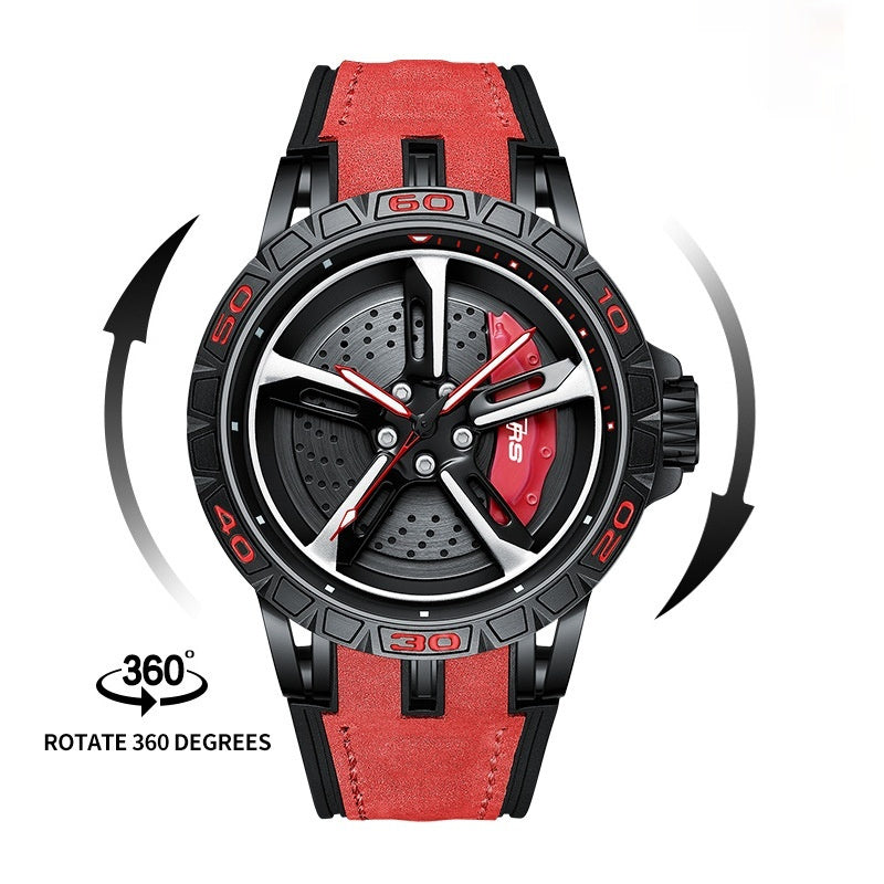 Orologio da uomo originale tridimensionale con cassa in acciaio inossidabile, orologio da polso impermeabile al quarzo, sportivo, con rotazione a 360°.