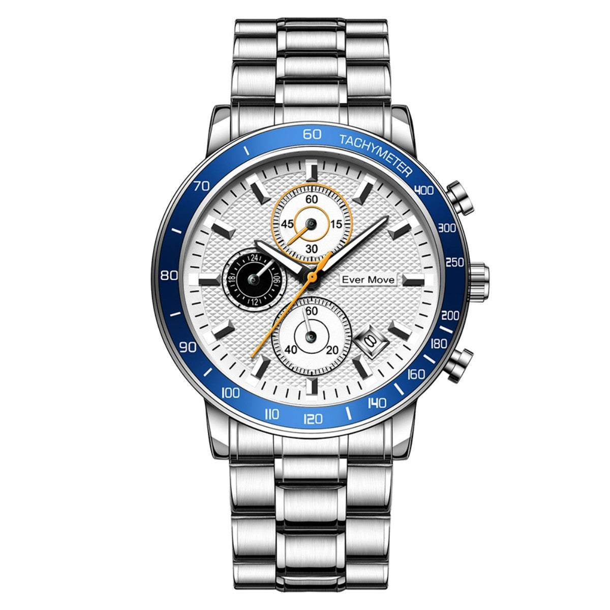 Orologio al quarzo da uomo Ever Move, impermeabile, per adulti, con tre lancette, cinturino in acciaio, piccolo orologio luminoso