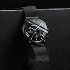 Men's Crnaira Men Watch Stainless Steel Quartz Watches Calendar Luminous Fashion Imitation Three-eye Waterproof Quartz Watch