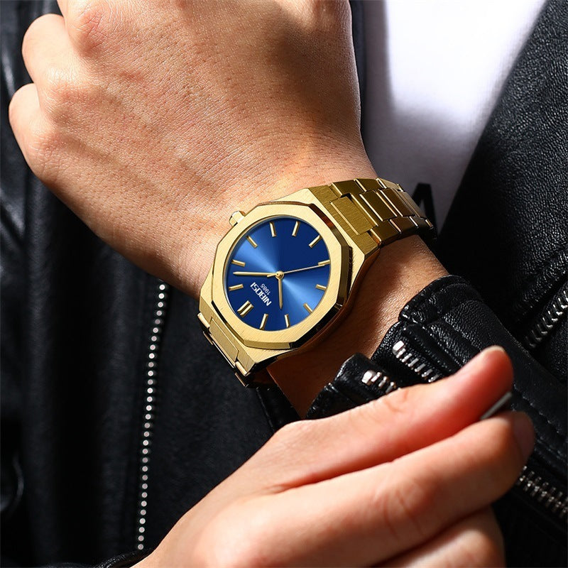 NIBOSI 2520 Stainless Steel Watch with Japanese Movement Back Chronograph Formal Men's Watch