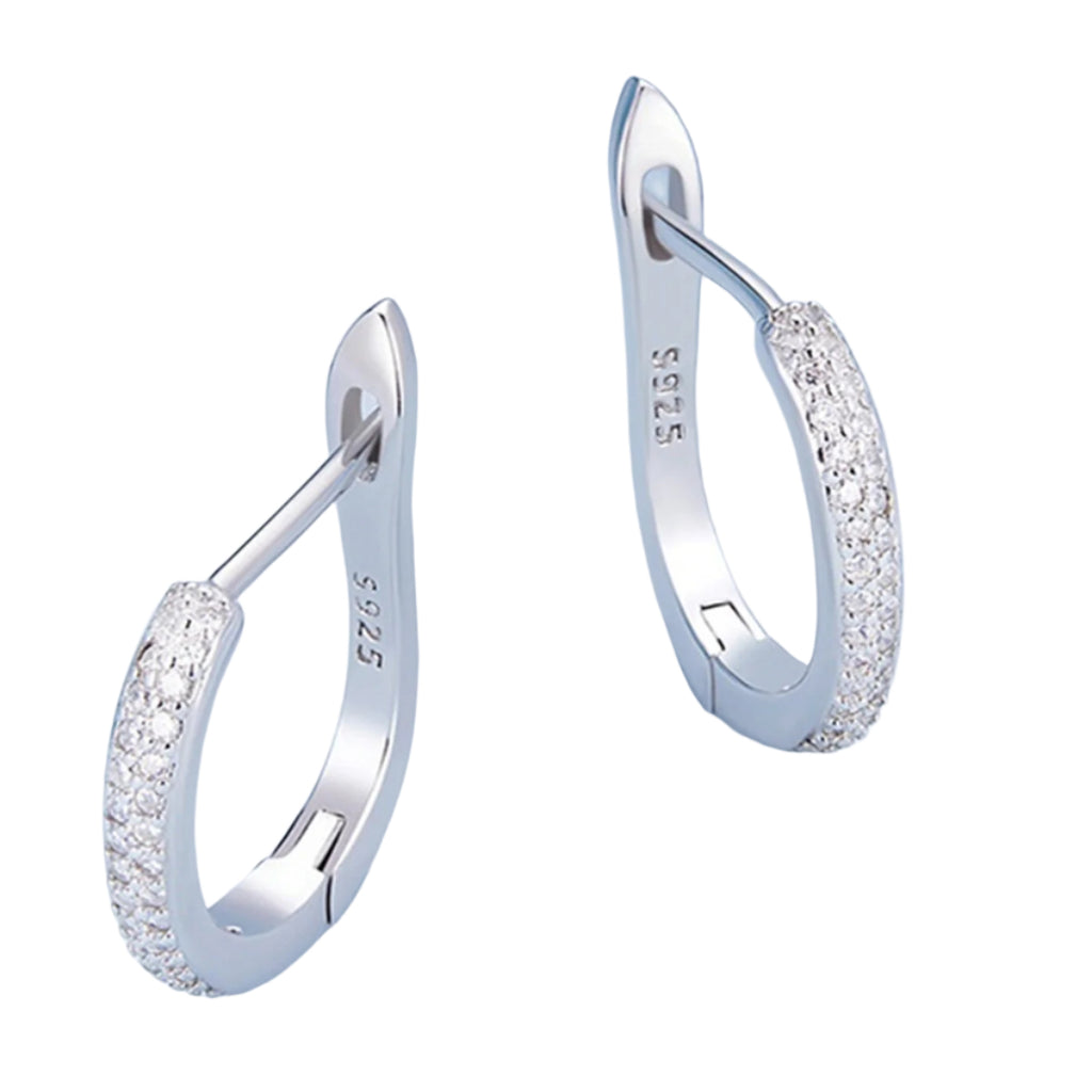 Sterling zilveren S925 eenvoudige zirkoon oorclip witgoud verguld glad