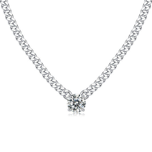Cuban Necklace Luxury Fashion Diamond Pendant Necklace Set With Mosan Diamond Silver Ornaments