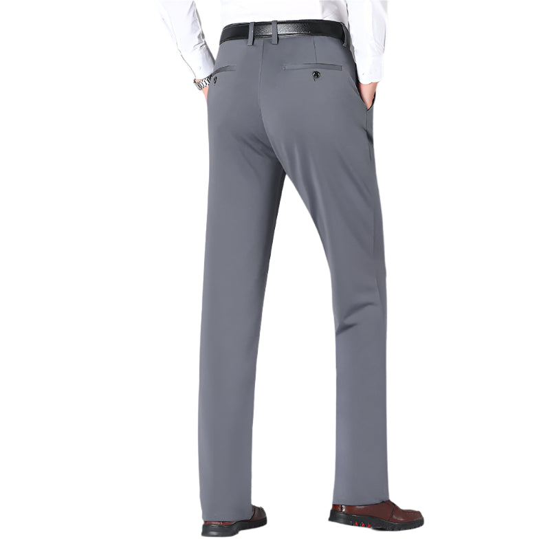 Heren modieuze zakelijke casual formele broek effen kleur hoge elasticiteit losse rechte heren casual formele broek