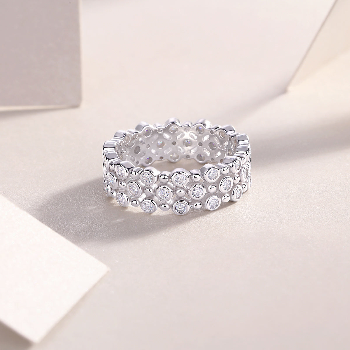 Multi-row Diamond Ring Luxury Fashion Set Moissanite Silver Ring