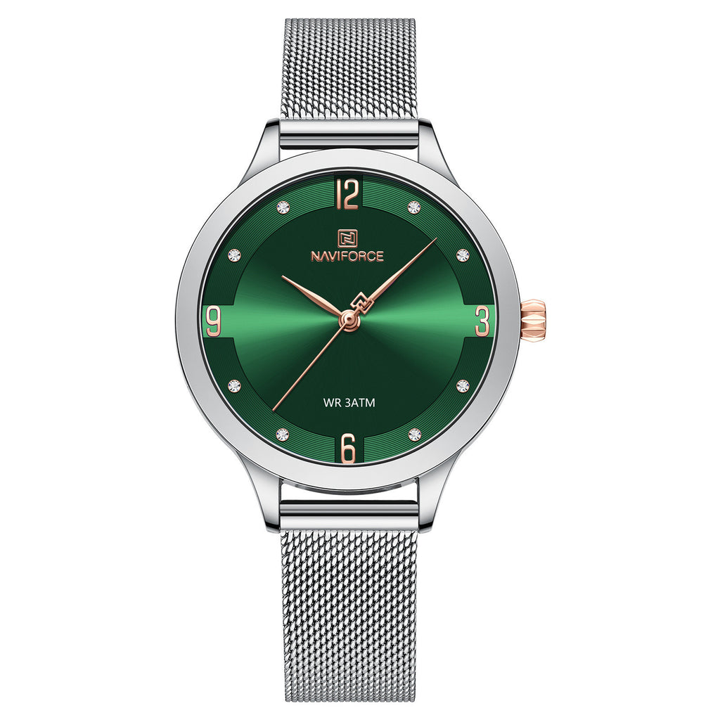 NAVIFORCE Original Quartz Women Watch Stainless Steel Mesh Band Ladies Bracelet Simple Fashion Women Watch