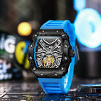 Dulunwe Fashion Skeleton Flywheel Sports Watches For Men Automatic Mechanical Watch Luxury Luminous WristWatch