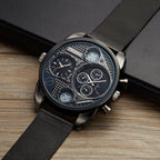 Oulm Large Dial Men's Watch Quartz Watch Casual Two Places To Go with Steel Mesh Strap