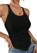 Effen tanktop met gerimpelde zoom voor dames