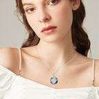 925 Sterling Silver Frog Lotus Leaf Necklace with Circle Crystal Pendant Cute Animal Jewelry