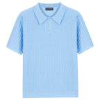 Men's Fashionable Candy Colored Knitted Short Sleeve Button Down Colla High Quality Men's Casual Slim Fit Polo Shirt