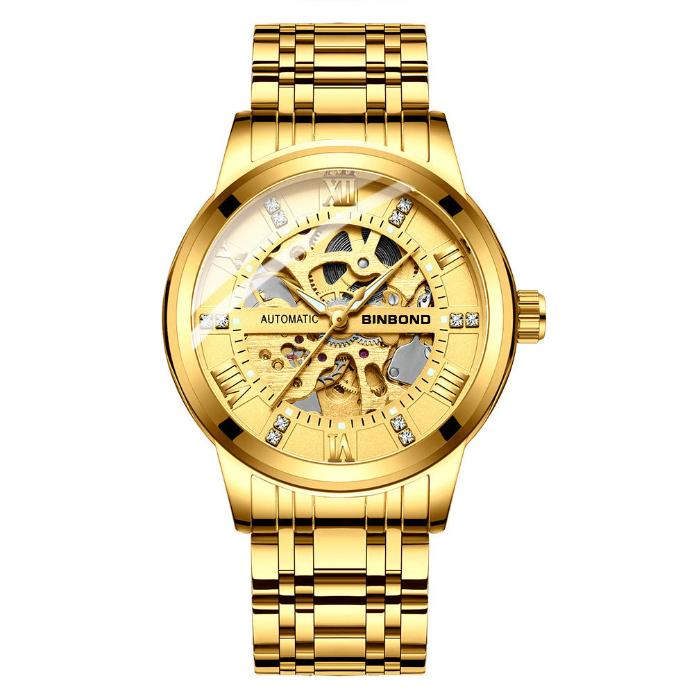 Men's Automatic Mechanical Watch Hollow Luminous Waterproof Simple Fashion Top Brand Stainless Steel Men's Watch - Acquisti Online