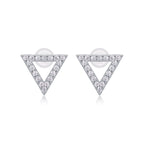 Unieke diamanten set met moissaniet zilveren oorbellen, luxe modieuze diamanten oorbellen, oorbellen met studs 