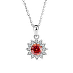 Women's Sterling Silver SUNFLOWER Diamond Pendant Moissanite Necklace