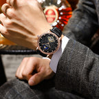 Kimsdun Brand New Men's Watch Carved Moon Phase Quartz Watch High Quality Large Dial Leather Strap Man Wristwatch Tourbillon Mechanical Watch - Acquisti Online