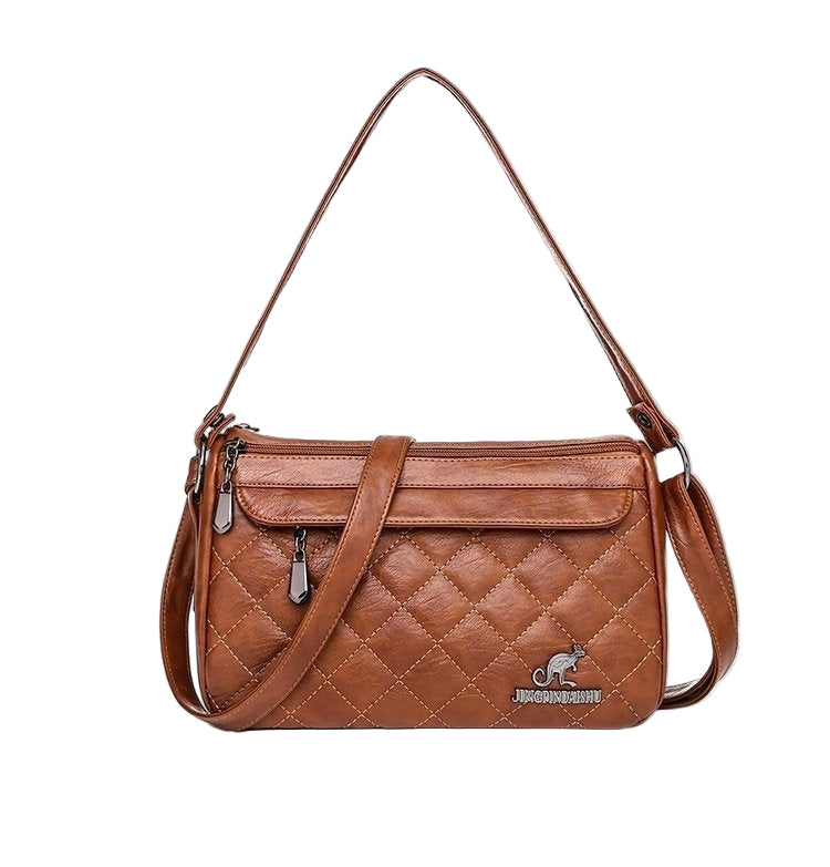 Women's Shoulder Bag Large Capacity Crossbody Multi Zipper Pocket PU Soft Leather Textured Fashionable Women's Crossbody Bag