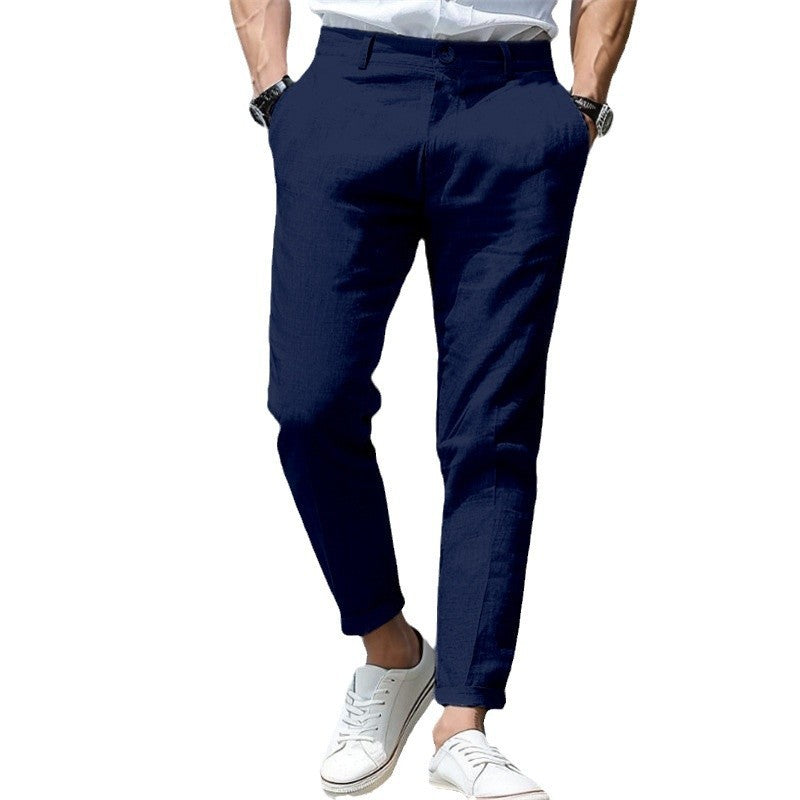Men's Linen Summer Button Front Slant Pocket Straight-leg pant - Acquisti Online