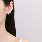 925 Sterling Silver Square Round Full Diamond Earrings Women's