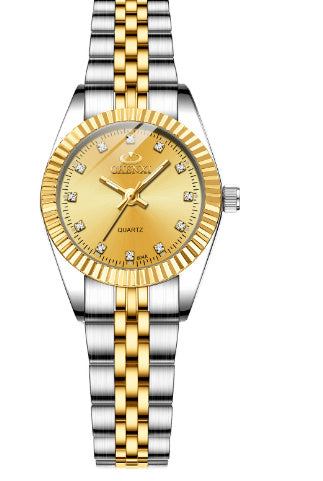 Men's and women's Quartz Rhinestone Simple Steel Belt Watch