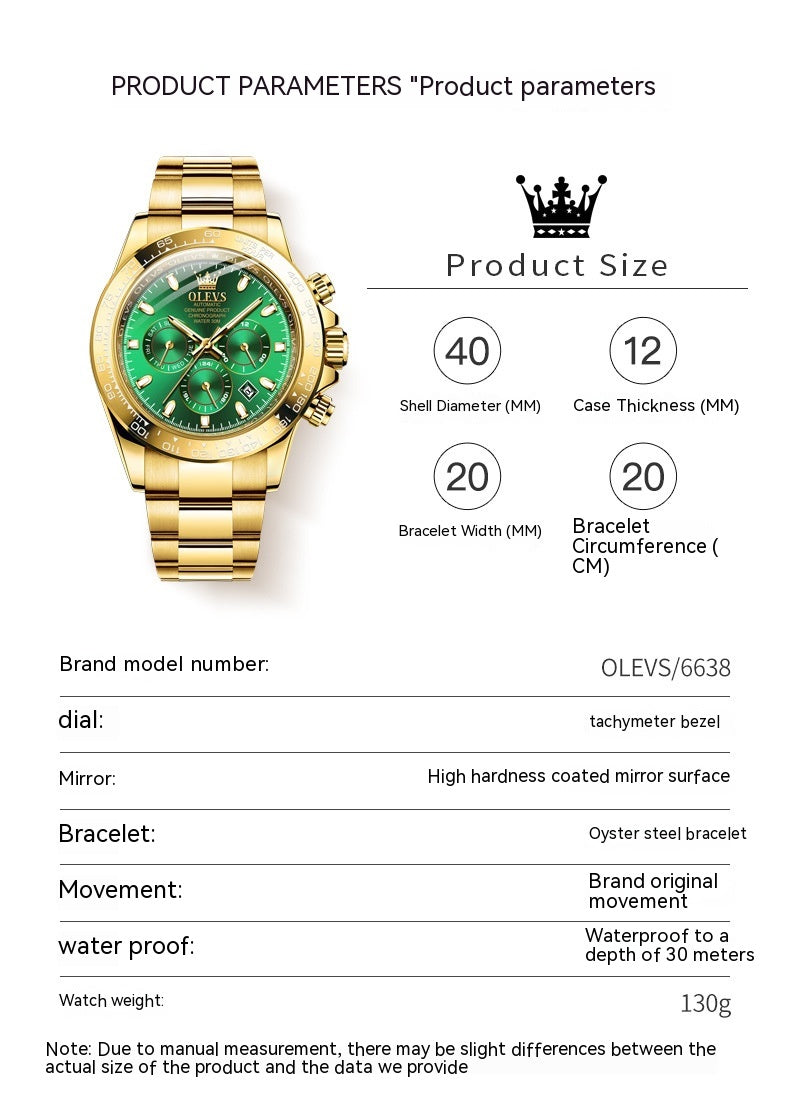 Herenhorloge Lichtgevend Waterdicht Multifunctioneel Horloge