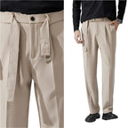 Fashion Detachable Belt Draping Wide-leg Suit Pants For Men's