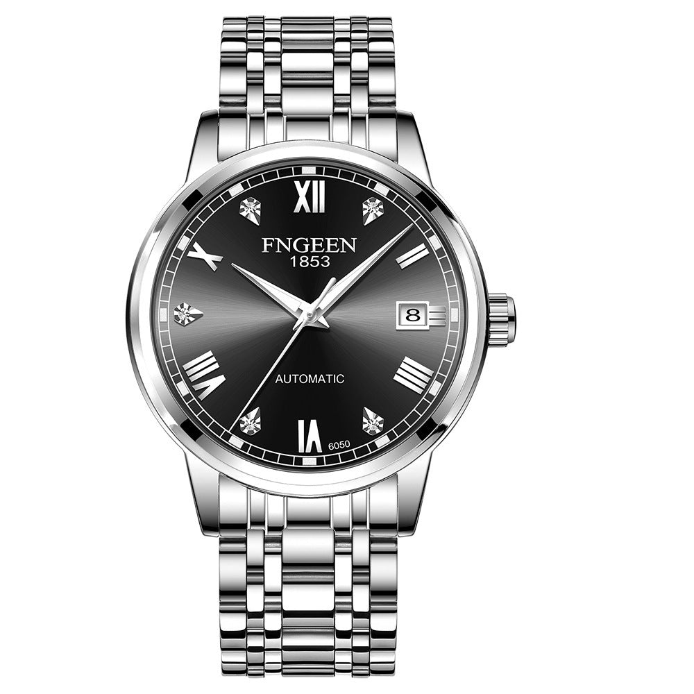 FNGEEN Top Brand Luxury Fashion Green Mechanical Watch for Men Stainless Steel Waterproof Sports Automatic Calendar Men's Watch - Acquisti Online