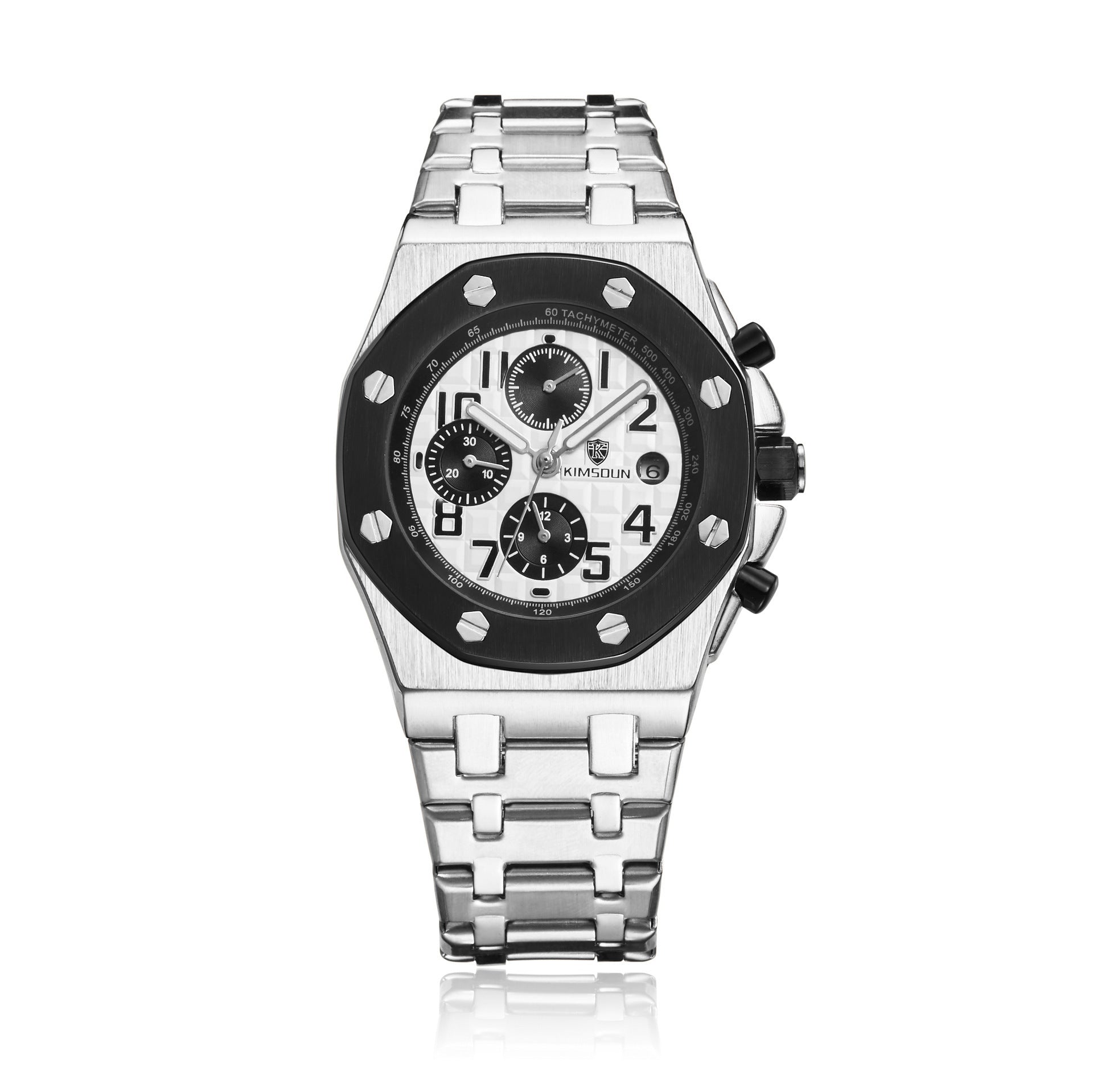 Kimsdun 1222A Luxury Man's Mechanical Watch Stylish Stainless Steel Band Waterproof Date Display Character Casual Watch