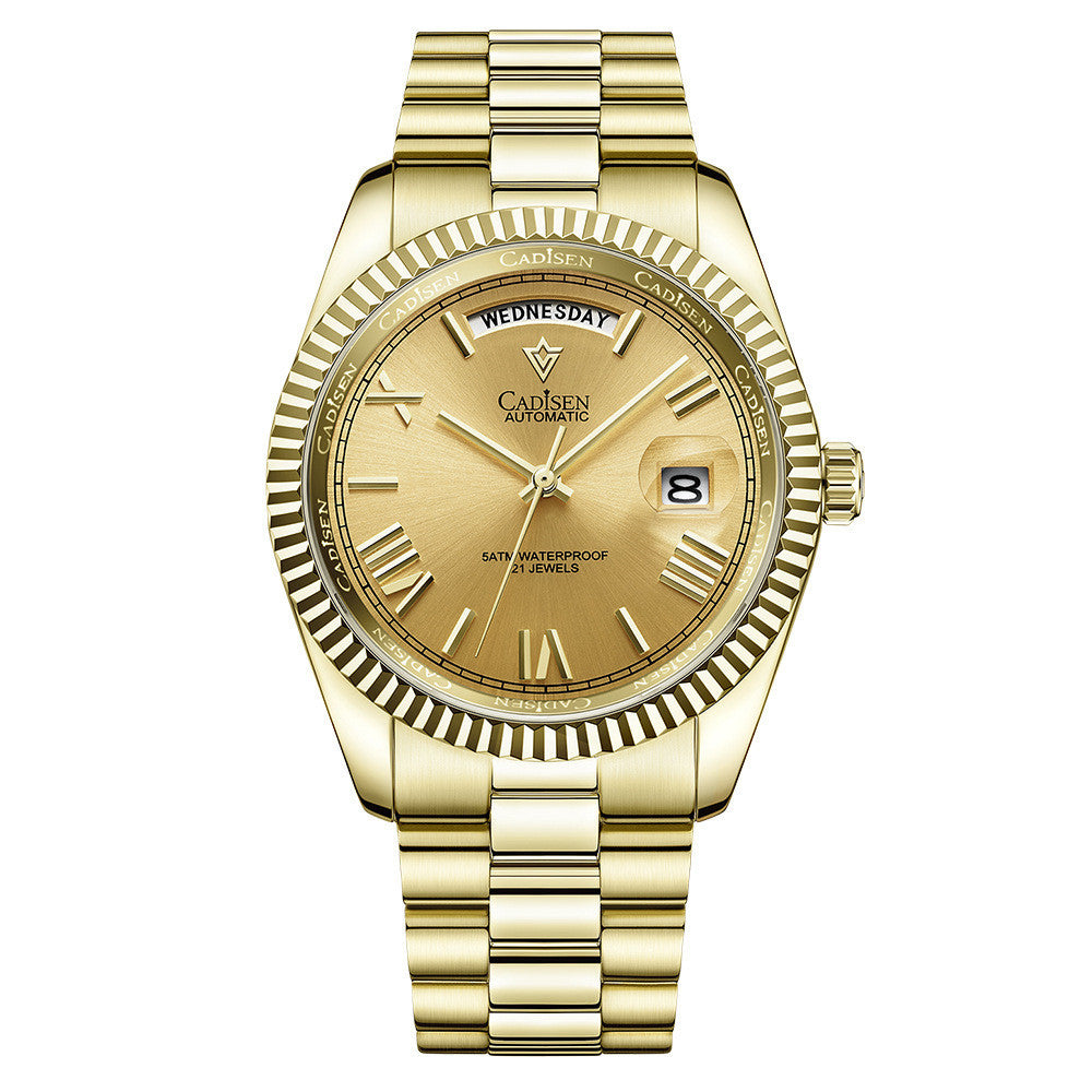 Orologio meccanico impermeabile in vetro da uomo alla moda