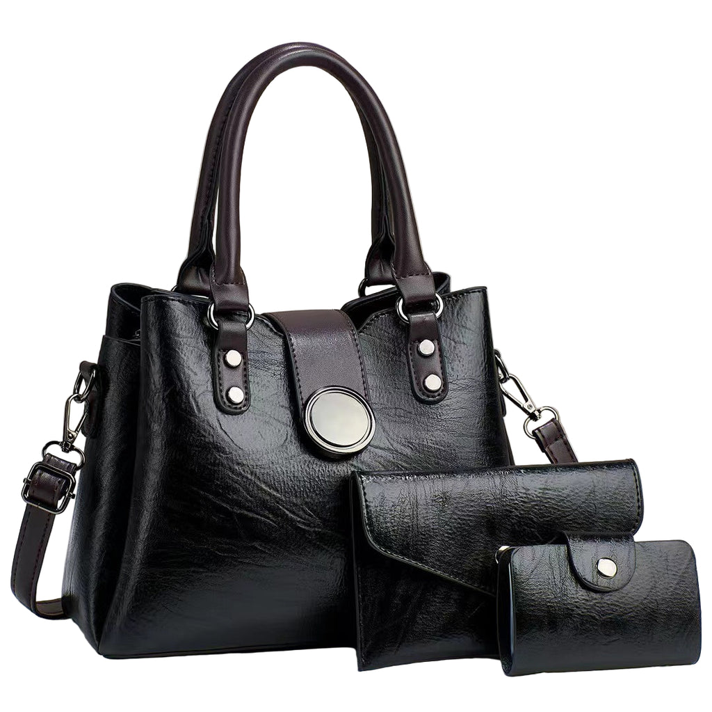 Women's Fashion Simple Large Capacity Shoulder Messenger Handbag Three-piece Set - Acquisti Online