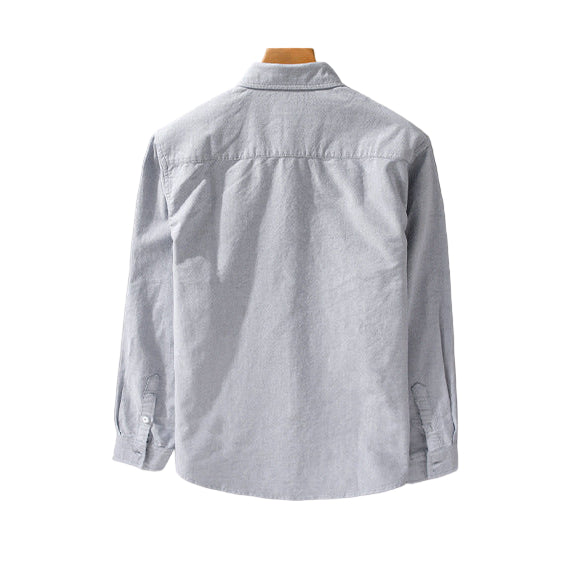 Men's Fashionable Casual Shirt Solid Color Pure Cotton British-Style Oxford Long-sleeved Shirt Men's Casual Shirt