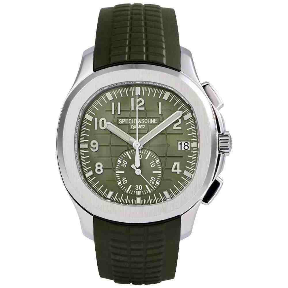 Specht&amp;Sohne Orologio da uomo alla moda, cronografo al quarzo con data, in gomma antiurto, impermeabile fino a 50 m