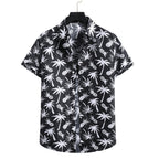 Modieus herenoverhemd van katoen met revers en een slim-fit print van bamboe