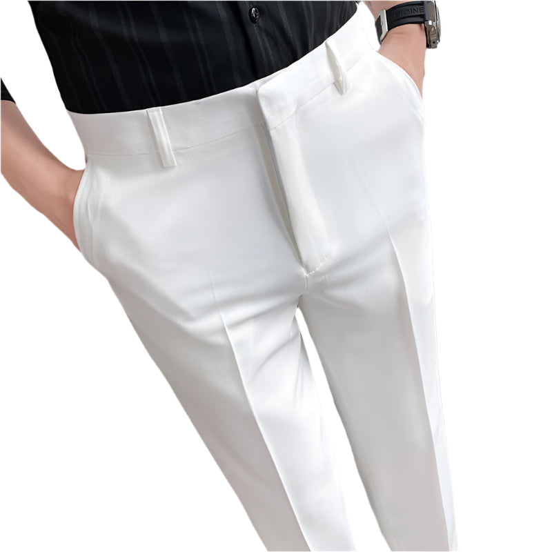 Herenmode Casual Zakelijke Formele Broek Drapering Effen Kleur Casual Pak Chemische Vezelmenging Herenbroek