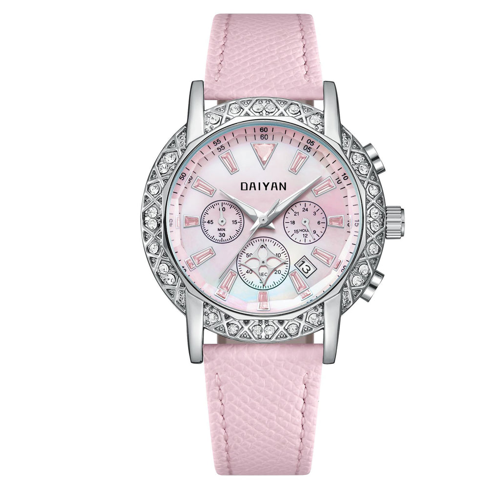 Women's Luxury Rhinstone Crafted Stainless Steel Waterproof Quartz Watch Original Leather Women's Quartz Watch