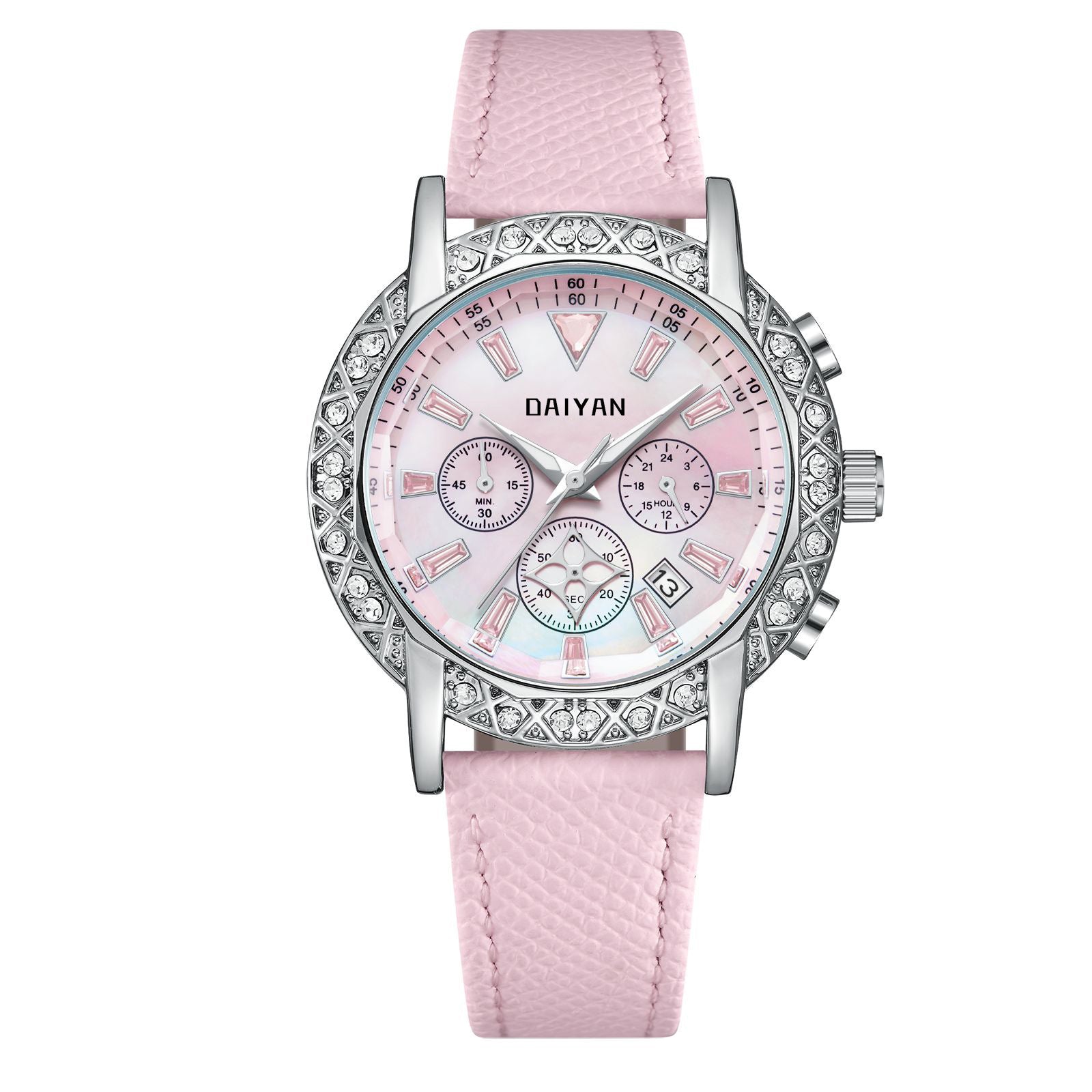 Women's Luxury Rhinstone Crafted Stainless Steel Waterproof Quartz Watch Original Leather Women's Quartz Watch - Acquisti Online