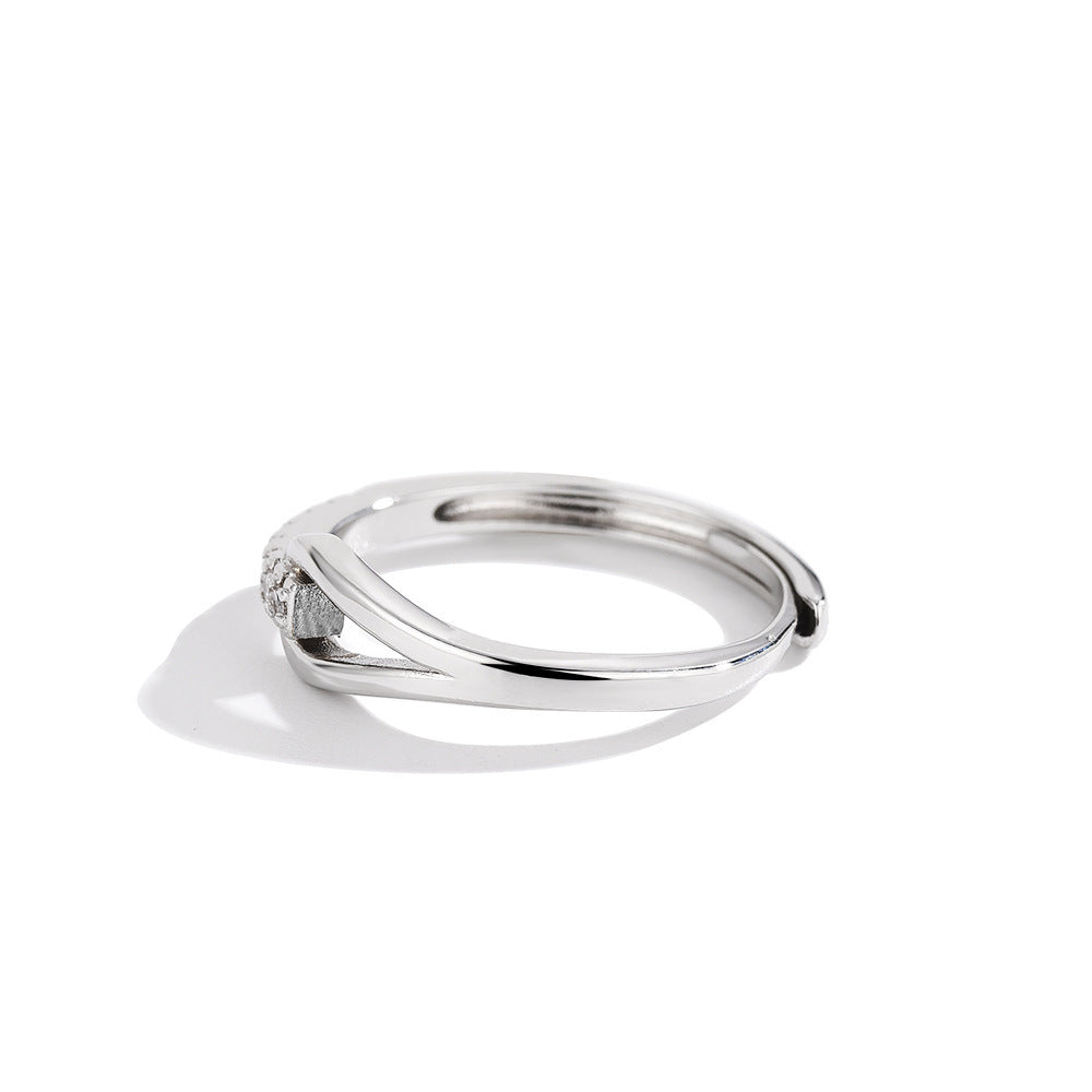 Anello aperto Lubert's Tears in argento 925 con diamanti incastonati per donna