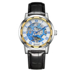 Men Mechanical Watch Top Brand Luxury Leather Gucamel Design Hand Winder Wrist Skeleton Watches - Acquisti Online
