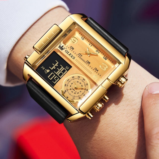 Olevs Men's Waterproof Watch Digital Chronograph Multifunctional Timing Quartz Movement Electronic Watch