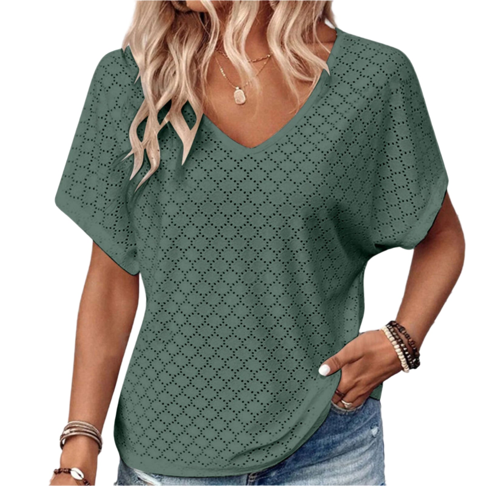 Hollow Jacquard dames T-shirt