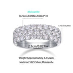 Women's Luxury Ring Sparkling Moissanite Pave Band Ring 18K White Gold Plated S925 Sterling Silver Fashion Women Ring