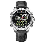 NAVIFORCE Men's Seiko Movement Quartz Watches Chronograph Casual Luminous Leather Strap Men's Quartz Wrist Watch
