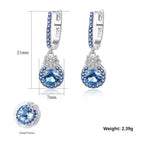 Sky Blue Earrings S925 Silver Ear Clip Colored Gems Women's