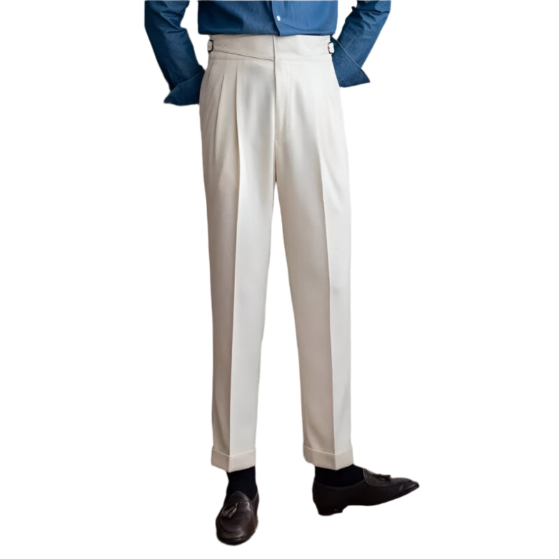 Heren modieuze zakelijke casual formele broek effen kleur recht hoge taille vintage veelzijdige heren casual broek