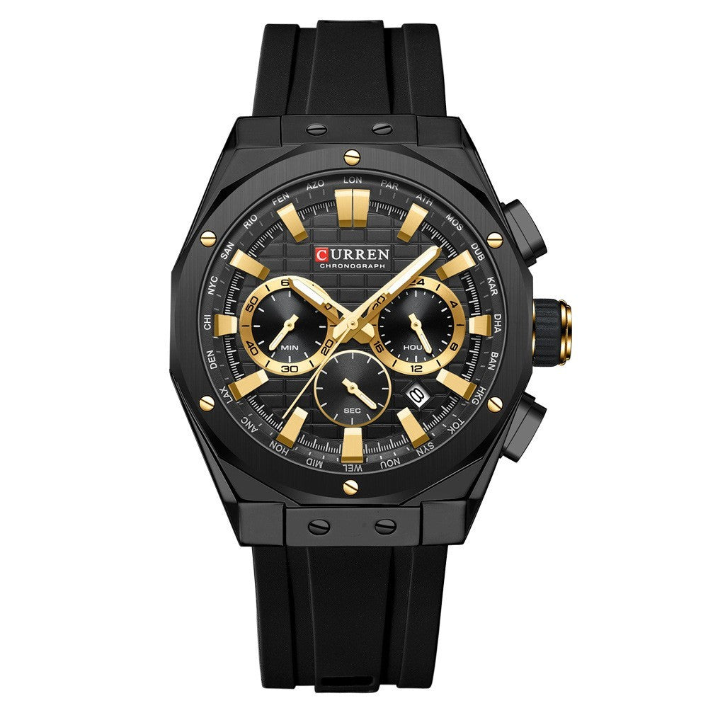 CURREN 8464 Man Fashion Silicone Strap Chronograph Sports Watch - Acquisti Online