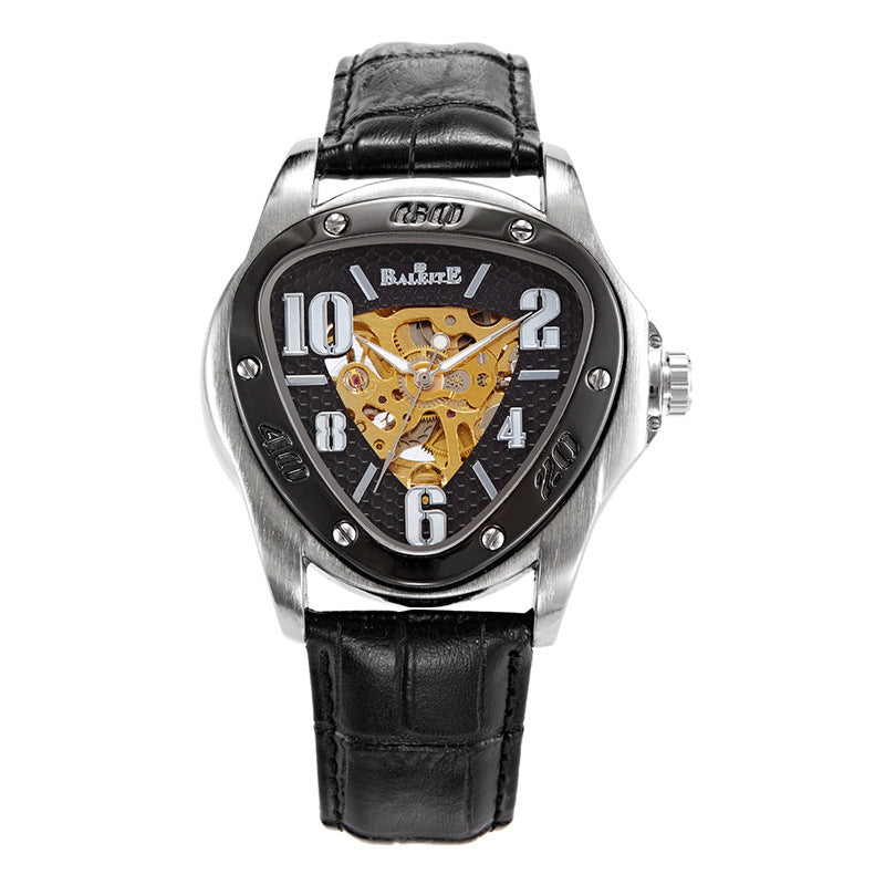Orologio meccanico da uomo casual in stile europeo e americano con triangolo cavo