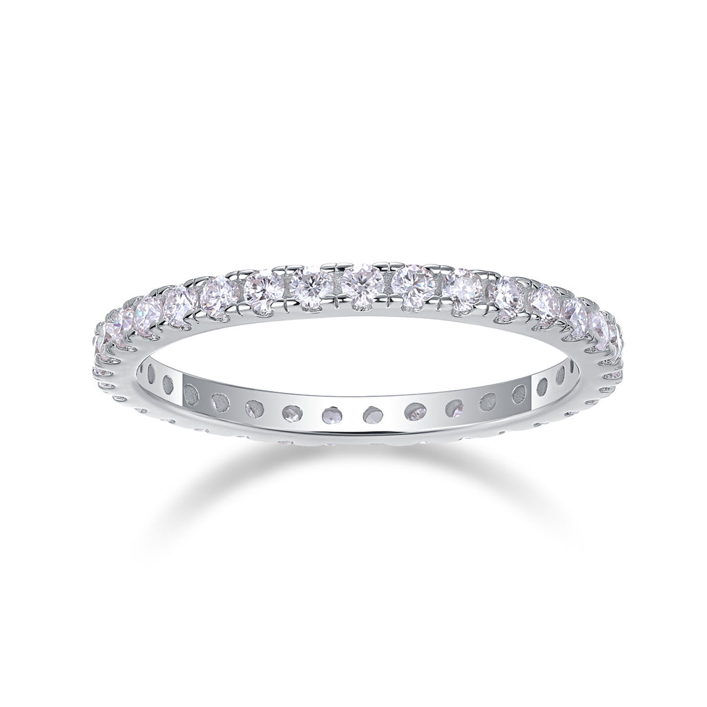 Luxury Fashion Row Diamond Ring Moissanite Silver Ring