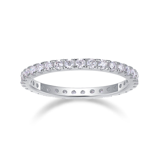 Luxury Fashion Row Diamond Ring Moissanite Silver Ring