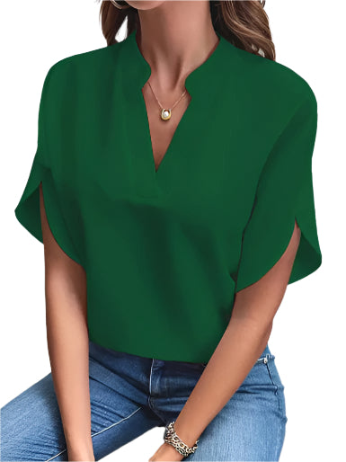 Zomers kort mouwen chiffon shirt Nieuw V-hals shirt Dames casual veelzijdige kleding