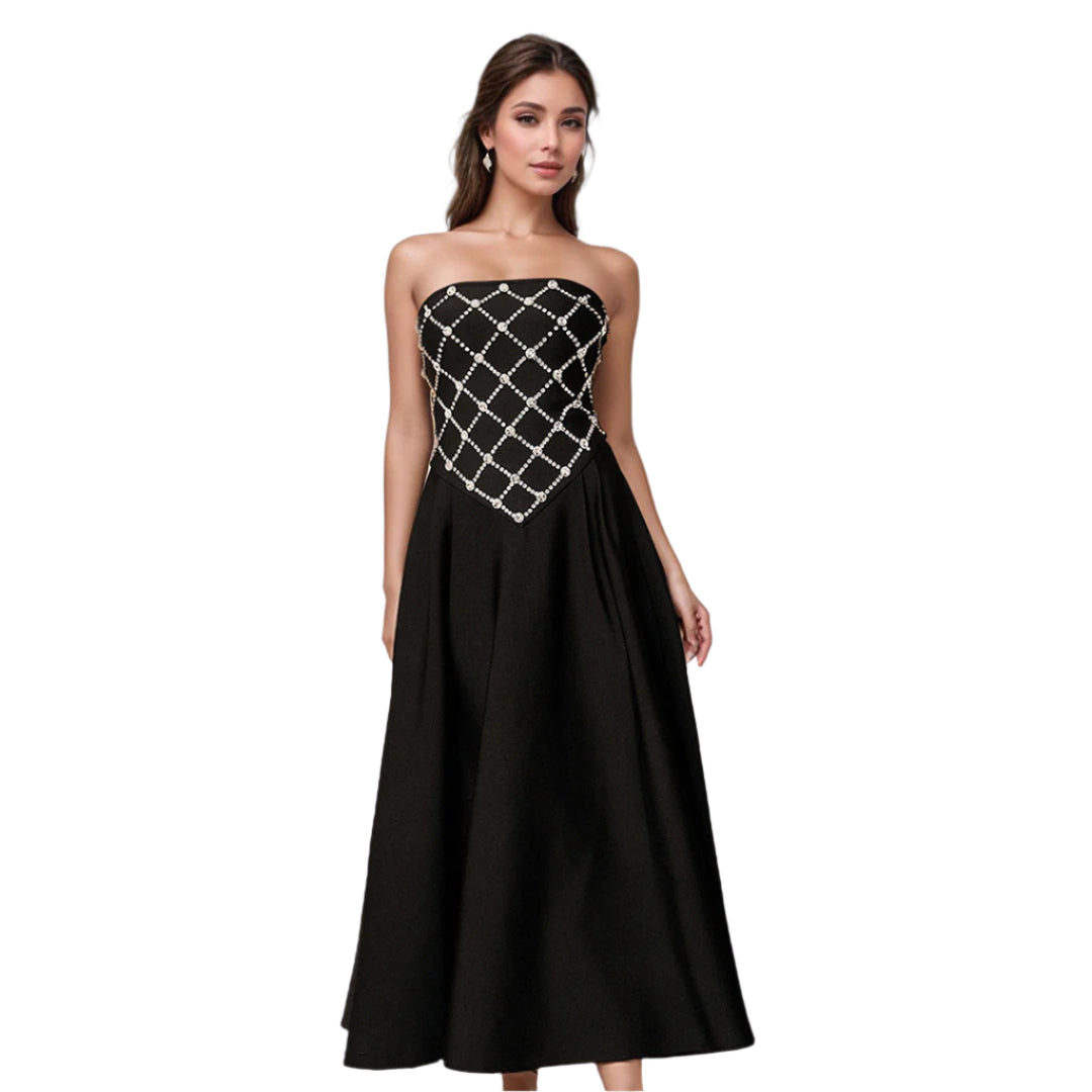 Elegante bandagejurk met strass voor dames