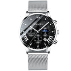 Men's Crnaira Men Watch Stainless Steel Quartz Watches Calendar Luminous Fashion Imitation Three-eye Waterproof Quartz Watch
