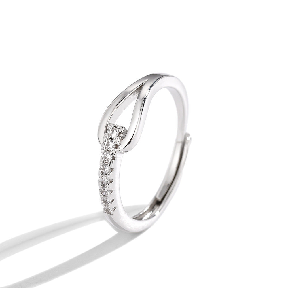 Anello aperto Lubert's Tears in argento 925 con diamanti incastonati per donna